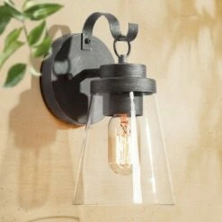 Discount π₯ 10" Metal/Glass Outdoor Wall Lamp Black/Silver - LNC β