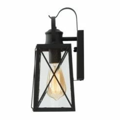 Best deal 😀 12.5" Metal/Glass "X" Outdoor Wall Lamp - LNC Black ⭐ -Outdoor Lighting Store unnamed file 5004