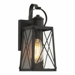 Best deal 😀 12.5" Metal/Glass "X" Outdoor Wall Lamp - LNC Black ⭐ -Outdoor Lighting Store unnamed file 5006