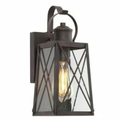 Best deal 😀 12.5" Metal/Glass "X" Outdoor Wall Lamp - LNC Black ⭐ -Outdoor Lighting Store unnamed file 5007