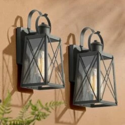Outdoor Lighting Store 10 Top 10 π 2pk 12.5" Metal/Glass "X" Outdoor Lamps - LNC Rusty π