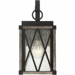 Hot Sale 😀 Possini Euro Design Rustic Outdoor Wall Light Fixture Bronze Wood Finish 13 1/2" Clear Seedy Glass Lantern for Exterior House Porch Patio ✨ -Outdoor Lighting Store unnamed file 514