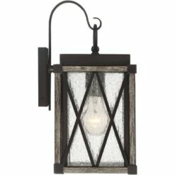 Hot Sale 😀 Possini Euro Design Rustic Outdoor Wall Light Fixture Bronze Wood Finish 13 1/2" Clear Seedy Glass Lantern for Exterior House Porch Patio ✨ -Outdoor Lighting Store unnamed file 516