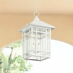 New ๐ฏ Kathy Ireland Sierra Craftsman 16 1/2"H White Outdoor Hanging Light โญ