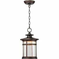 Cheap 🎉 Franklin Iron Works Rustic Outdoor Ceiling Light Hanging Lantern LED Bronze 13 1/2" Clear Seedy Glass for Exterior Porch Patio 🔥 -Outdoor Lighting Store unnamed file 546
