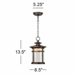 Cheap 🎉 Franklin Iron Works Rustic Outdoor Ceiling Light Hanging Lantern LED Bronze 13 1/2" Clear Seedy Glass for Exterior Porch Patio 🔥 -Outdoor Lighting Store unnamed file 547