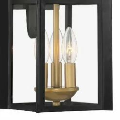 Promo 😉 Franklin Iron Works Industrial Outdoor Wall Light Fixture Warm Brass Black Metal 19" Clear Glass Exterior House Patio Outside Deck 🌟 -Outdoor Lighting Store unnamed file 599