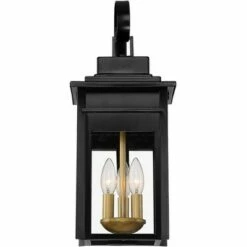Promo 😉 Franklin Iron Works Industrial Outdoor Wall Light Fixture Warm Brass Black Metal 19" Clear Glass Exterior House Patio Outside Deck 🌟 -Outdoor Lighting Store unnamed file 600