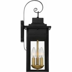 Promo 😉 Franklin Iron Works Industrial Outdoor Wall Light Fixture Warm Brass Black Metal 19" Clear Glass Exterior House Patio Outside Deck 🌟 -Outdoor Lighting Store unnamed file 602