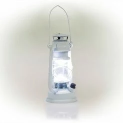New 🎁 Alpine Corporation Indoor/Outdoor Hurricane Lantern with LED Lights and Timer Cool White 😀