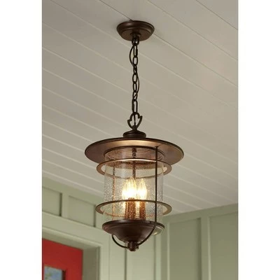 New ❤️ Franklin Iron Works Country Cottage Outdoor Ceiling Light Hanging Lantern Bronze 19" Clear Seedy Glass for Exterior Porch Patio 🎁 3 New ❤️ Franklin Iron Works Country Cottage Outdoor Ceiling Light Hanging Lantern Bronze 19" Clear Seedy Glass for Exterior Porch Patio 🎁