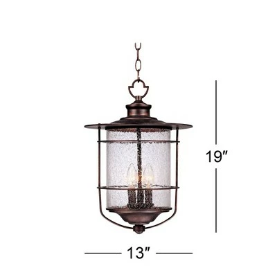 New ❤️ Franklin Iron Works Country Cottage Outdoor Ceiling Light Hanging Lantern Bronze 19" Clear Seedy Glass for Exterior Porch Patio 🎁 4 New ❤️ Franklin Iron Works Country Cottage Outdoor Ceiling Light Hanging Lantern Bronze 19" Clear Seedy Glass for Exterior Porch Patio 🎁 - Image 2