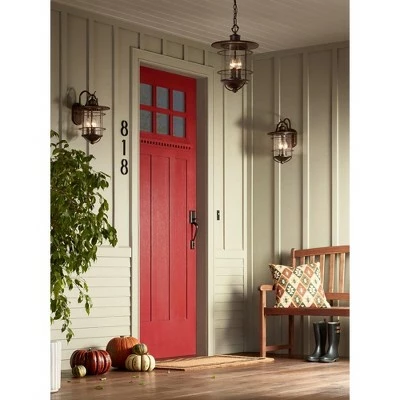 New ❤️ Franklin Iron Works Country Cottage Outdoor Ceiling Light Hanging Lantern Bronze 19" Clear Seedy Glass for Exterior Porch Patio 🎁 5 New ❤️ Franklin Iron Works Country Cottage Outdoor Ceiling Light Hanging Lantern Bronze 19" Clear Seedy Glass for Exterior Porch Patio 🎁 - Image 3