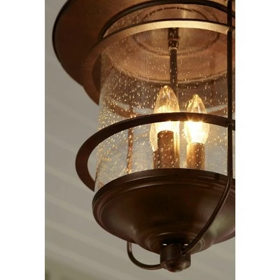 New ❤️ Franklin Iron Works Country Cottage Outdoor Ceiling Light Hanging Lantern Bronze 19" Clear Seedy Glass for Exterior Porch Patio 🎁 6 New ❤️ Franklin Iron Works Country Cottage Outdoor Ceiling Light Hanging Lantern Bronze 19" Clear Seedy Glass for Exterior Porch Patio 🎁 - Image 4