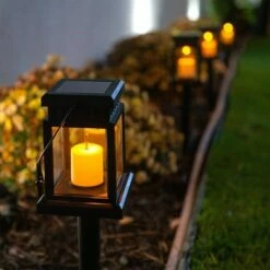 Best reviews of 🎁 Alpine Corporation Set of 6 Outdoor Solar Powered Hanging/Stake Lanterns Black 🎉