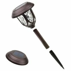 Deals 👏 Alpine Corporation Set of 2 Outdoor Lumen Solar Powered Pathway Light Stakes Bronze 🤩 -Outdoor Lighting Store unnamed file 685