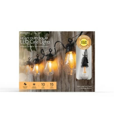 Wholesale 🥰 15' Heavy Duty Solar LED Cafe Lights - Black Wire - Merkury Innovations ⭐ 2 Wholesale 🥰 15' Heavy Duty Solar LED Cafe Lights - Black Wire - Merkury Innovations ⭐