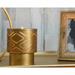 Best Sale 🎉 Antique Brass Pierced Metal Pillar Candle Holder - Foreside Home & Garden 🥰 -Outdoor Lighting Store unnamed file 709