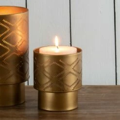 Best Sale 🎉 Antique Brass Pierced Metal Pillar Candle Holder - Foreside Home & Garden 🥰 -Outdoor Lighting Store unnamed file 710