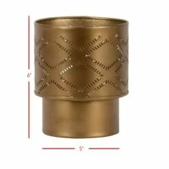 Best Sale 🎉 Antique Brass Pierced Metal Pillar Candle Holder - Foreside Home & Garden 🥰 -Outdoor Lighting Store unnamed file 711