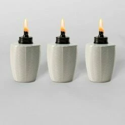 Budget ๐ Tiki Brand 5.75" Herringbone Glass Table Torch White 3pk ๐