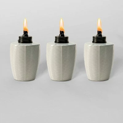 Budget π Tiki Brand 5.75" Herringbone Glass Table Torch White 3pk π 3 Budget π Tiki Brand 5.75" Herringbone Glass Table Torch White 3pk π