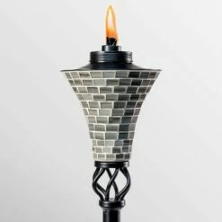 Brand new 👍 Tiki Brand 62" Hosta Metal Torch Gray Mosaic ✨