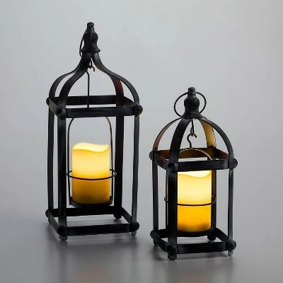 Wholesale 🌟 18" Bradford Metal Outdoor Lantern Set Black - Smart Living 👏 1 Wholesale 🌟 18" Bradford Metal Outdoor Lantern Set Black - Smart Living 👏