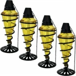 Flash Sale 😀 4pk Colored Glass Tabletop Torches - Yellow - Sunnydaze Decor 👏 -Outdoor Lighting Store unnamed file 806