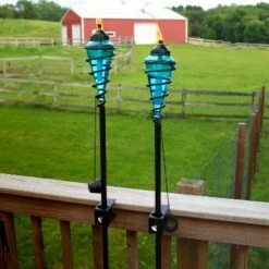 Wholesale 😍 Sunnydaze Decor Sunnydaze Outdoor Adjustable Height Glass and Metal Swirl Patio and Lawn Citronella Torch Set - Blue - 2pk 🎉 -Outdoor Lighting Store unnamed file 817