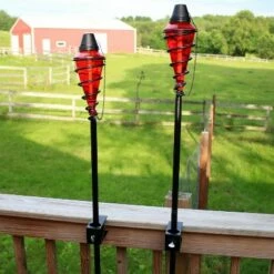 Flash Sale 😍 Sunnydaze Decor Sunnydaze Outdoor Adjustable Height Glass and Metal Swirl Patio and Lawn Citronella Torch Set - Red - 2pk 👏 -Outdoor Lighting Store unnamed file 823