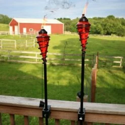 Flash Sale 😍 Sunnydaze Decor Sunnydaze Outdoor Adjustable Height Glass and Metal Swirl Patio and Lawn Citronella Torch Set - Red - 2pk 👏 -Outdoor Lighting Store unnamed file 824