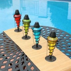 Top 10 😀 Sunnydaze Decor Sunnydaze Outdoor Tabletop Glass and Metal Swirl Patio Table and Lawn Citronella Torch Set - Blue, Red, Green, and Yellow - 8pc 🧨 -Outdoor Lighting Store unnamed file 835