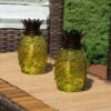 Outlet 🎉 Sunnydaze Decor Sunnydaze Outdoor Adjustable Height 3-in-1 Glass Tropical Pineapple Torches with Connected Snuffs and Metal Poles - Yellow - 2pk ⭐