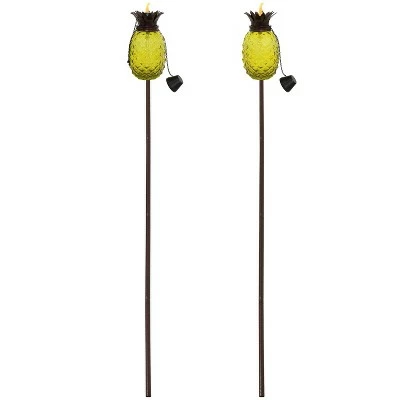 Outlet 🎉 Sunnydaze Decor Sunnydaze Outdoor Adjustable Height 3-in-1 Glass Tropical Pineapple Torches with Connected Snuffs and Metal Poles - Yellow - 2pk ⭐ 6 Outlet 🎉 Sunnydaze Decor Sunnydaze Outdoor Adjustable Height 3-in-1 Glass Tropical Pineapple Torches with Connected Snuffs and Metal Poles - Yellow - 2pk ⭐ - Image 4