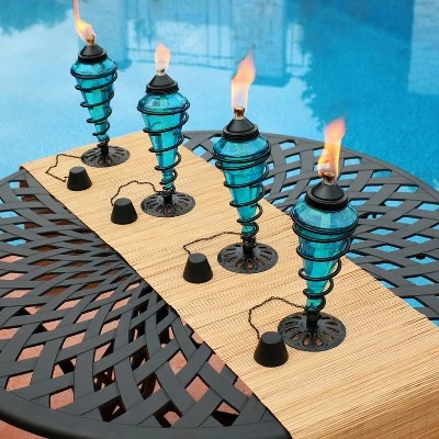 Deals 😉 Sunnydaze Decor Sunnydaze Outdoor Tabletop Glass and Metal Swirl Patio Table and Lawn Citronella Torch Set - Blue - 4pk 🤩 3 Deals 😉 Sunnydaze Decor Sunnydaze Outdoor Tabletop Glass and Metal Swirl Patio Table and Lawn Citronella Torch Set - Blue - 4pk 🤩
