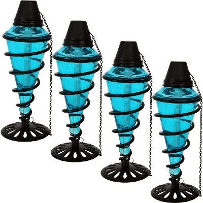 Deals 😉 Sunnydaze Decor Sunnydaze Outdoor Tabletop Glass and Metal Swirl Patio Table and Lawn Citronella Torch Set - Blue - 4pk 🤩 6 Deals 😉 Sunnydaze Decor Sunnydaze Outdoor Tabletop Glass and Metal Swirl Patio Table and Lawn Citronella Torch Set - Blue - 4pk 🤩 - Image 4