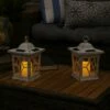 Promo 🥰 Sunnydaze Decor Sunnydaze Outdoor Lucien Hanging Tabletop Solar LED Rustic Farmhouse Decorative Candle Lantern - 9" - White - 4pk 🎁 -Outdoor Lighting Store unnamed file 920