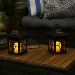 New 🔥 Sunnydaze Decor Sunnydaze Outdoor Lucien Hanging Tabletop Solar LED Rustic Farmhouse Decorative Candle Lantern - 9" - Copper - 4pk 👍