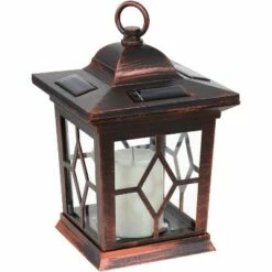 Top 10 💯 Sunnydaze Decor Sunnydaze Outdoor Lucien Hanging Tabletop Solar LED Rustic Farmhouse Decorative Candle Lantern - 9" - Copper - 2pk 🎉 -Outdoor Lighting Store unnamed file 980