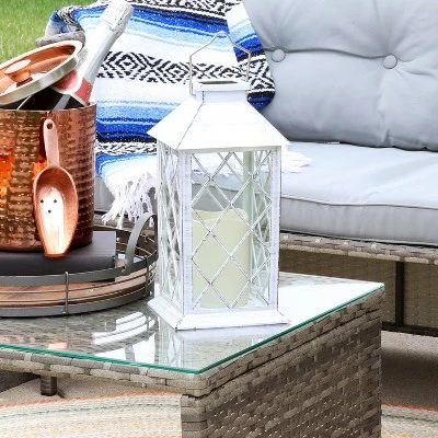 Outlet 🥰 Sunnydaze Decor Sunnydaze Outdoor Concord Hanging Tabletop Solar LED Rustic Farmhouse Decorative Candle Lantern - 11" - White 🎉 4 Outlet 🥰 Sunnydaze Decor Sunnydaze Outdoor Concord Hanging Tabletop Solar LED Rustic Farmhouse Decorative Candle Lantern - 11" - White 🎉 - Image 2