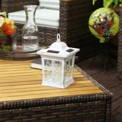 Coupon 🥰 Sunnydaze Decor Sunnydaze Outdoor Lucien Hanging Tabletop Solar LED Rustic Farmhouse Decorative Candle Lantern - 9" - White 🔥 -Outdoor Lighting Store unnamed file 992