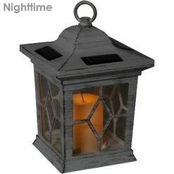 Coupon 🥰 Sunnydaze Decor Sunnydaze Outdoor Lucien Hanging Tabletop Solar LED Rustic Farmhouse Decorative Candle Lantern - 9" - White 🔥 -Outdoor Lighting Store unnamed file 994
